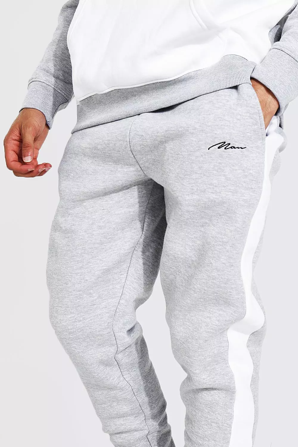 Boohooman hot sale tracksuit grey